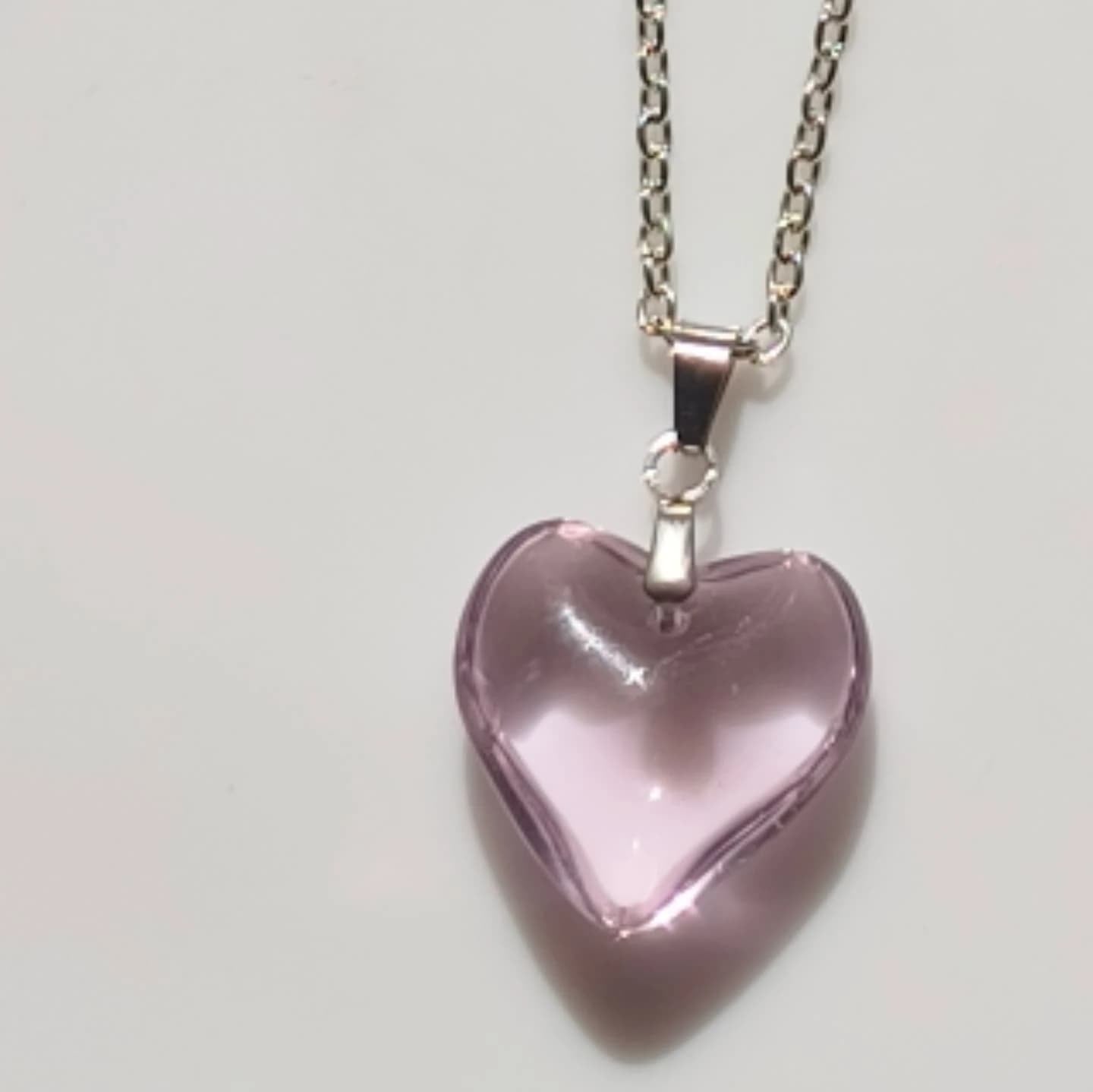 Elegant Heart Pendant Necklace Set – 3 Designs (Pink Glass & Ribbon Accent)