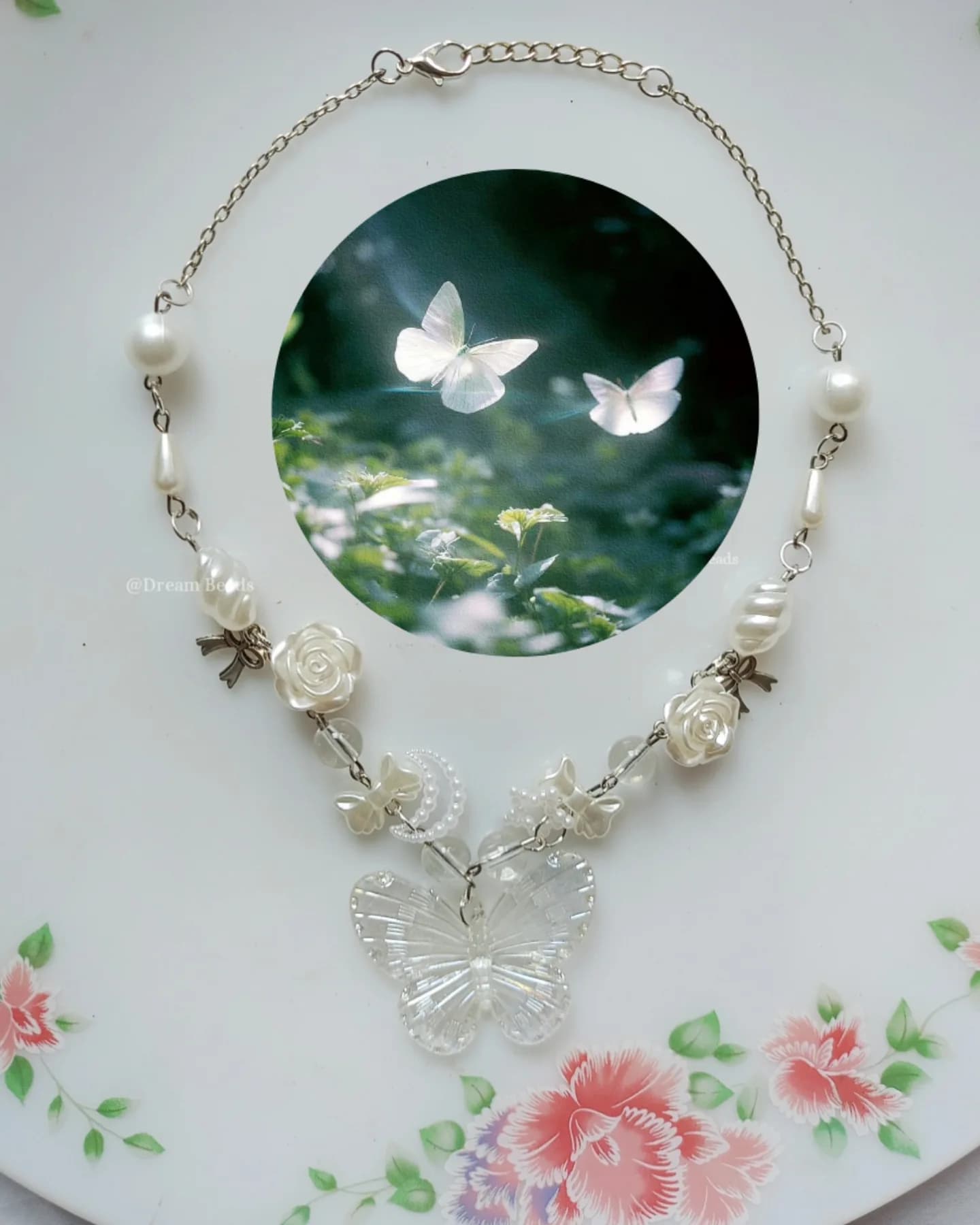 Enchanted Garden Butterfly Pearl Necklace