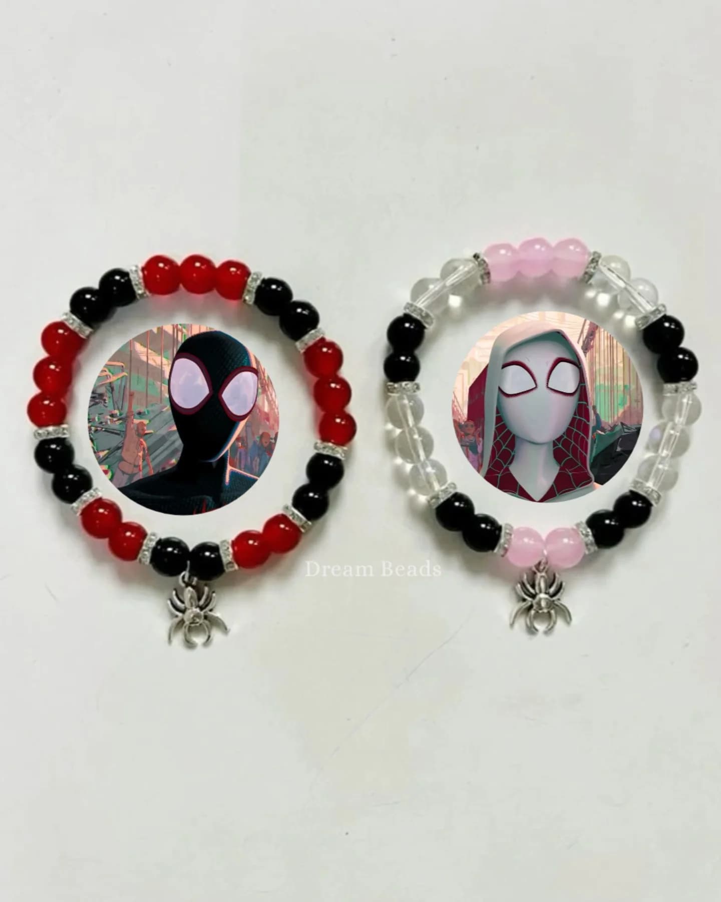 Spider-Verse Inspired Beaded Bracelets – Miles & Gwen Edition (Set of 2)