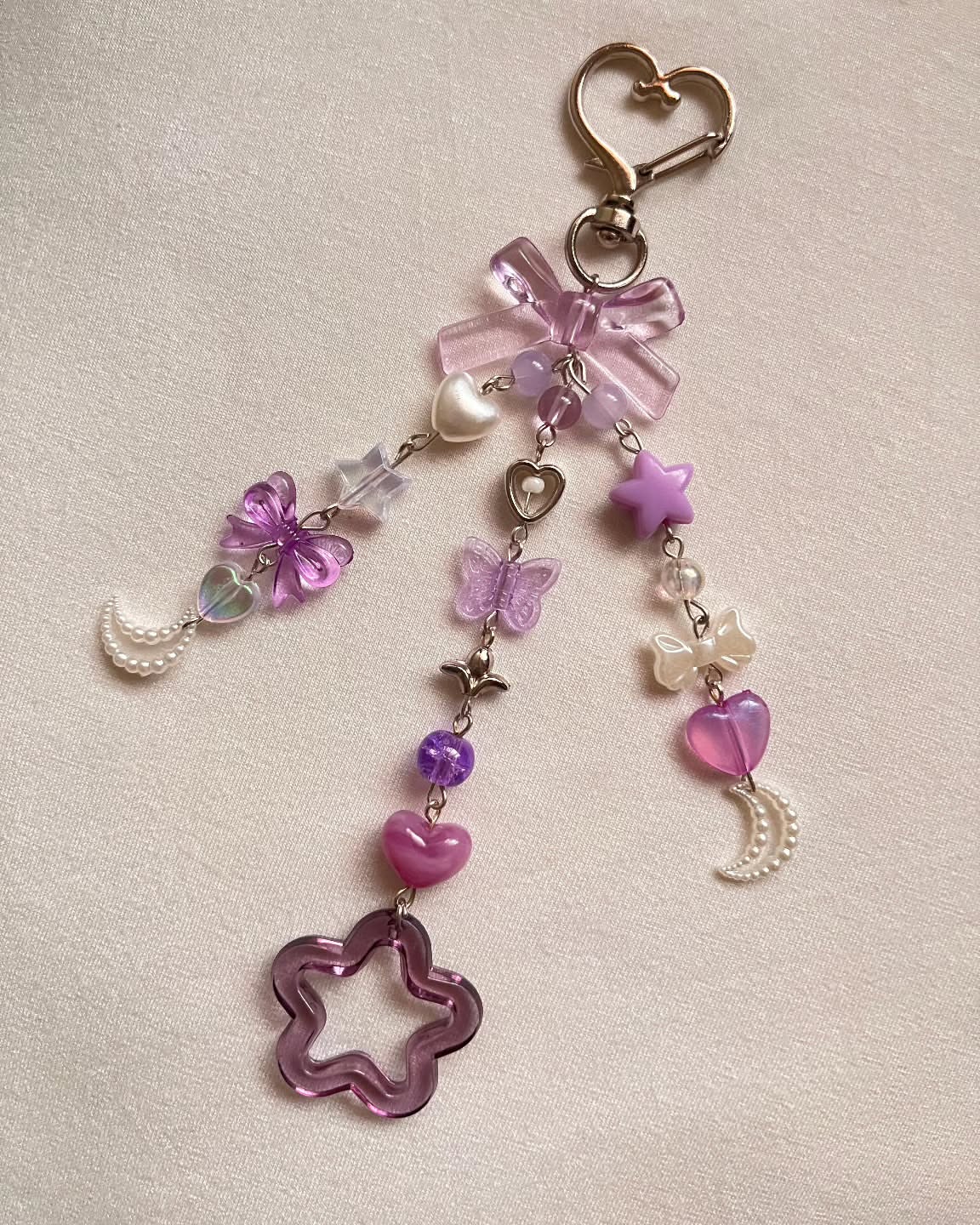 Purple Dream Heart Charm Keychain
