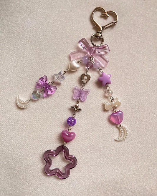 Purple Dream Heart Charm Keychain