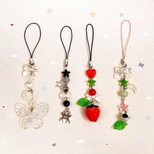 Handmade Beaded Phone Charms – Cute Aesthetic Collection 🎀✨