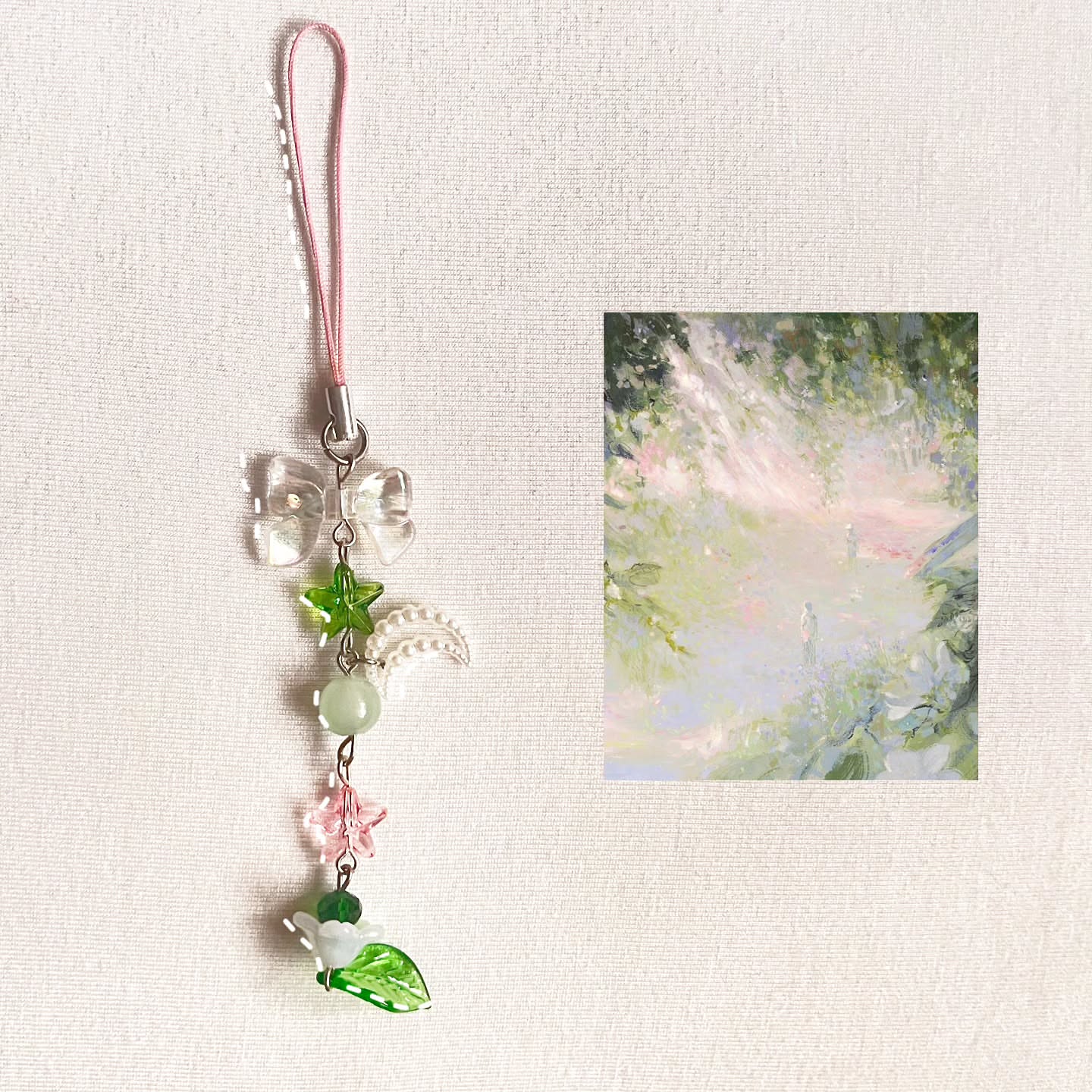 Whispering Garden Charm Strap – Dreamy Nature-Inspired Accessory Keychain/Phone Strap
