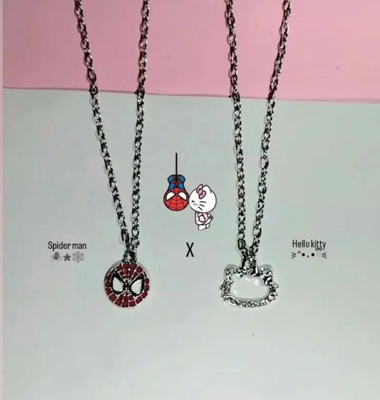 Spider-Man x Hello Kitty Charm Necklace Set – Cute Collab Edition (Set of 2)
