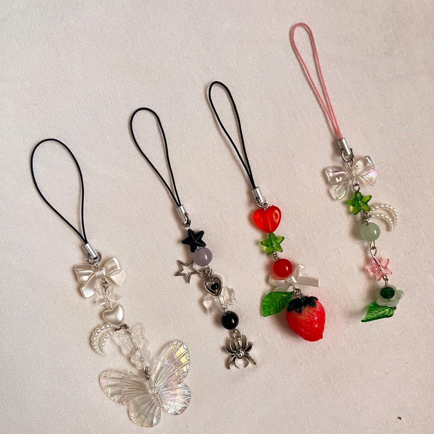 Handmade Beaded Phone Charms – Cute Aesthetic Collection 🎀✨